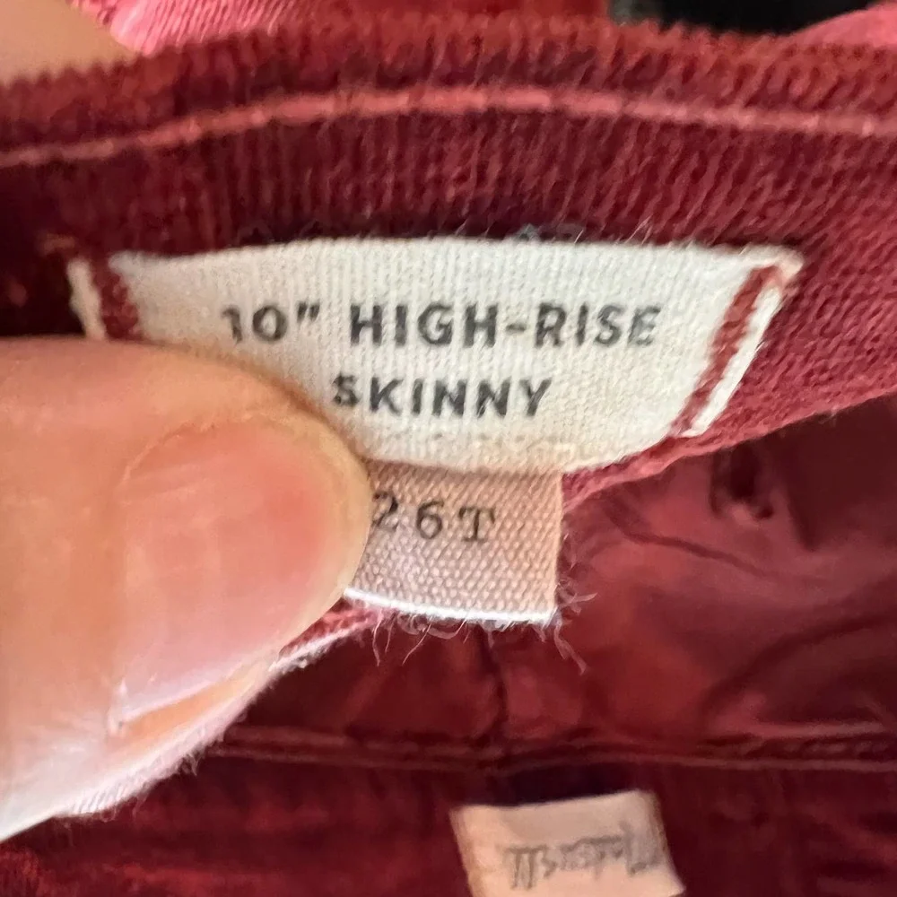 Madewell 10" High-Rise Skinny Cords Corduroy Pants Women's Size 26T Rust Orange - Picture 8 of 9